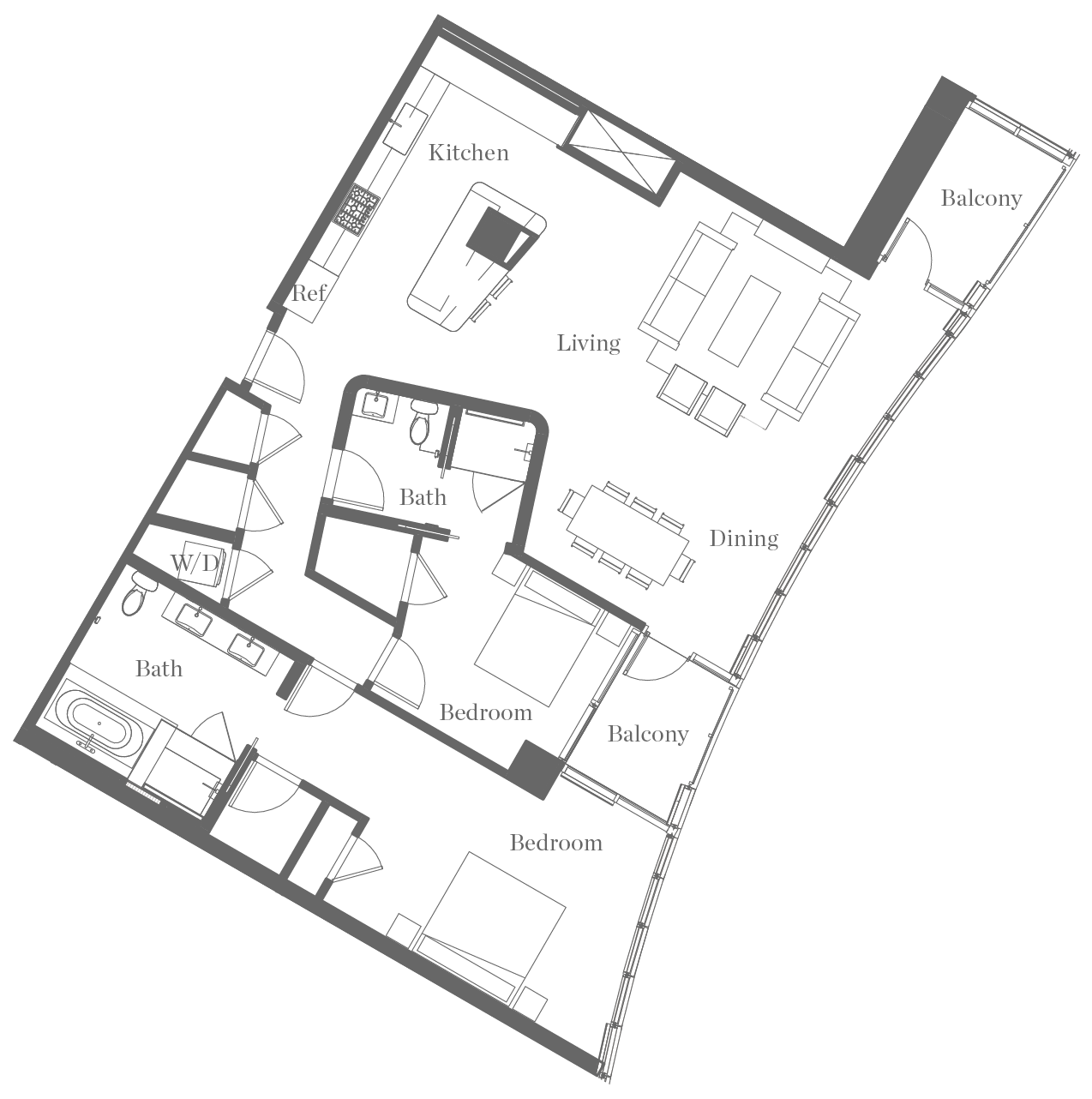 Kurve on Wilshire Floor Plan PH04