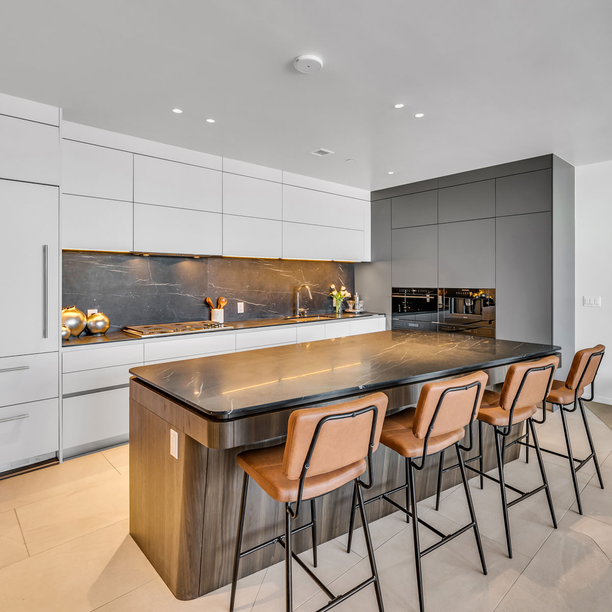 European Cabinetry with Integrated Lighting